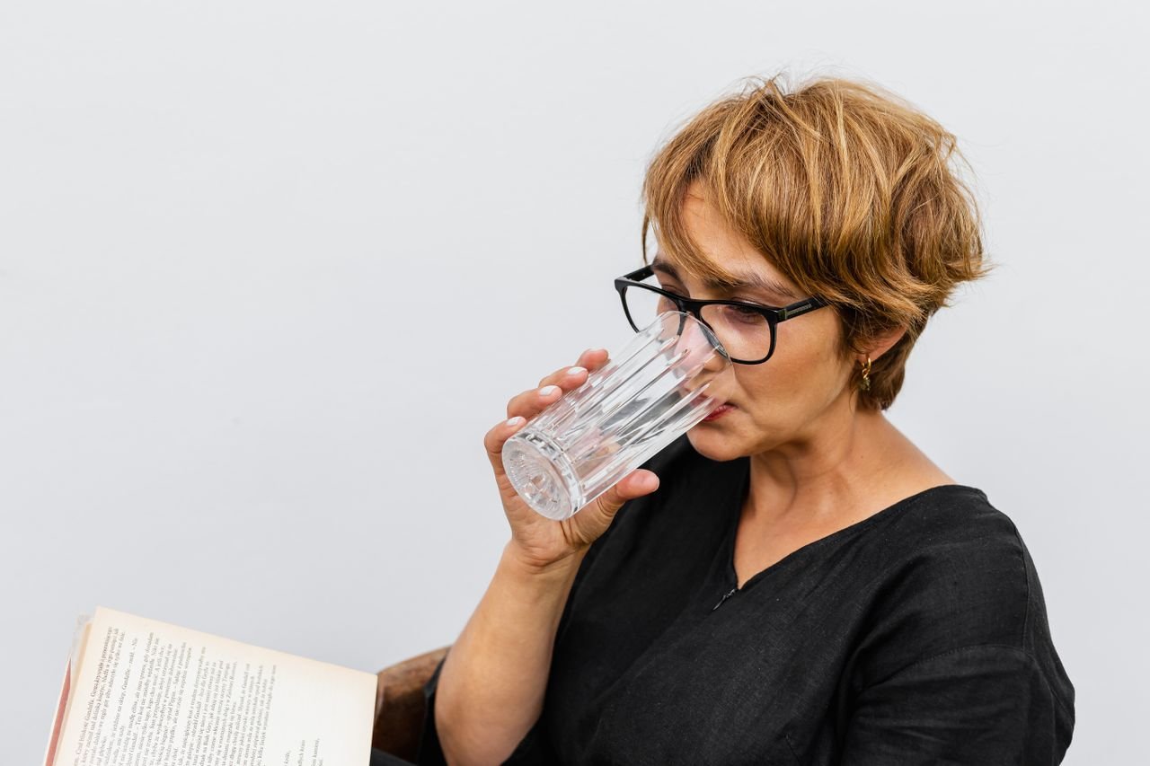 Woman drinking a glass of water