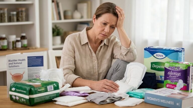 worrying-middle-age-woman-with-urinary-incontinence-products